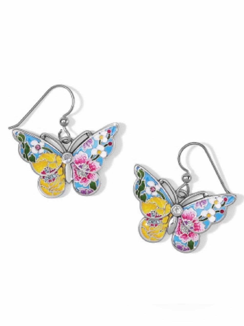 🦋 RARE BRIGHTON ‘BLOSSOM HILL GARDEN’ SWAROVSKI CRYST SLVR VTG HAND-PAINTED 🦋